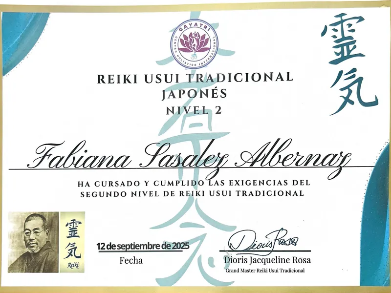 Certificado Reiki Usui Nivel 2